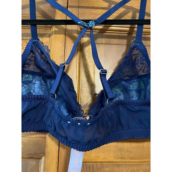Savage X Fenty Women's Baroque Butterfly Lace Bralette Blue Green Size 2X (42C) - Picture 9 of 16